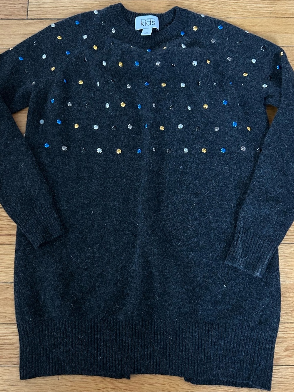 Autumn Cashmere Dark Gray Sequin Crewneck Sweater Kids 14